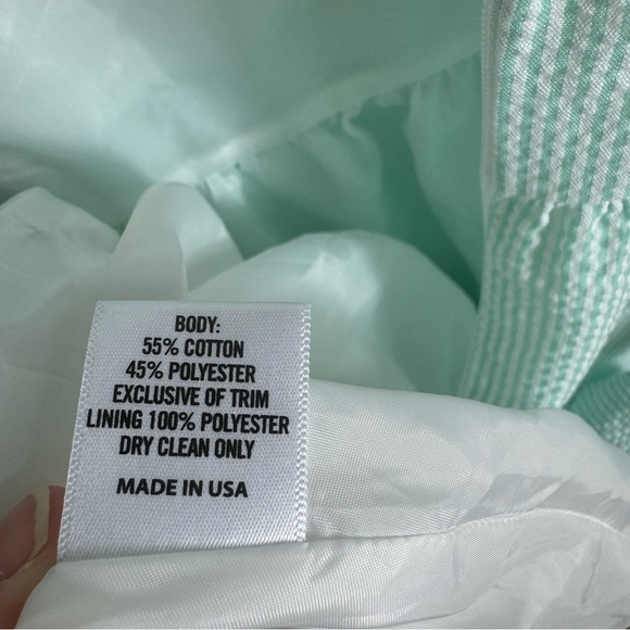 Lauren James Bow Seersucker Dress Emerson Mint Green & White Stripe Size Medium - Picture 5 of 8